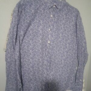 Men's Blue Palm Leaves Patterned Shirt